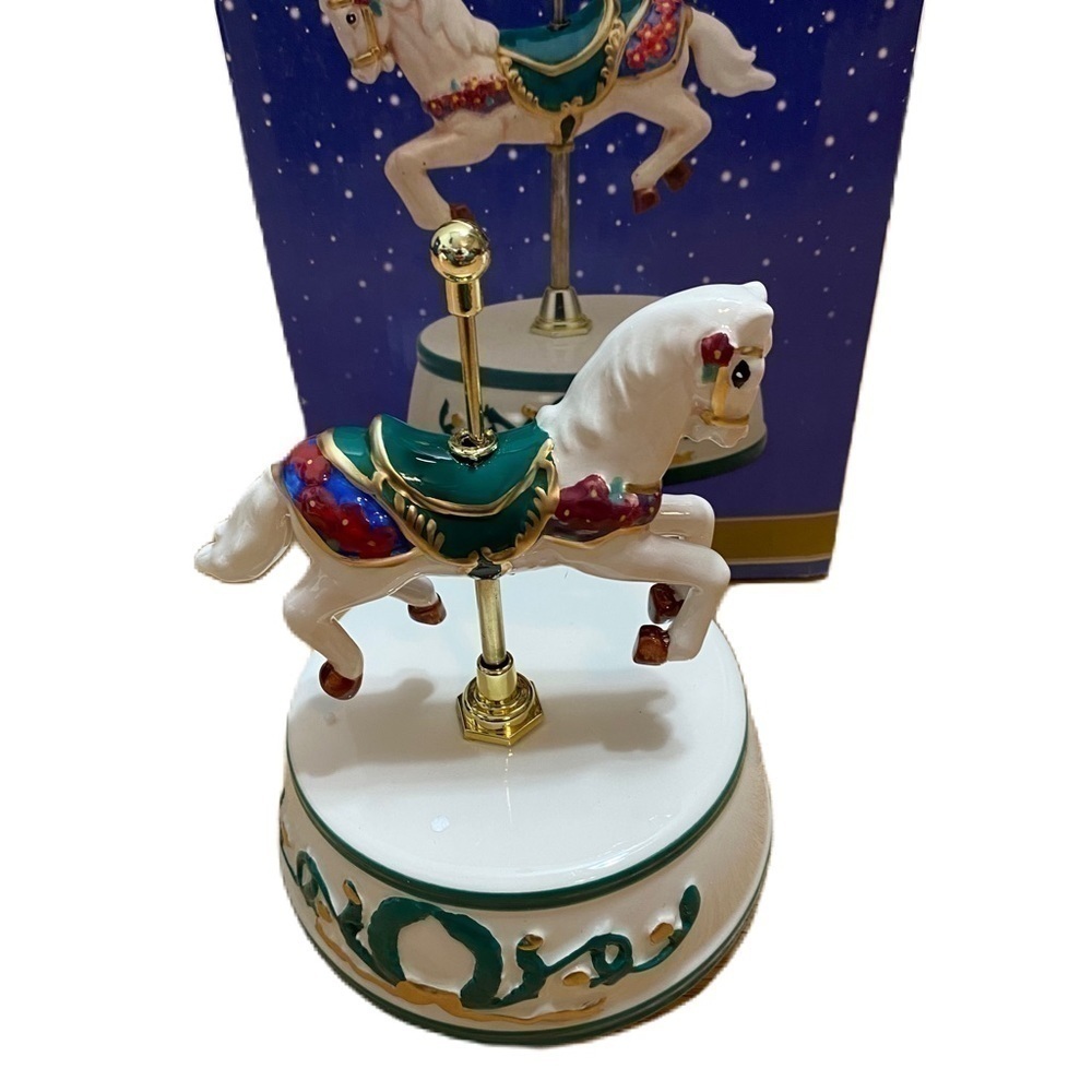 Mr. Christmas Musical Carousel Horse Jingle Bells Moves Up and Down Vintage